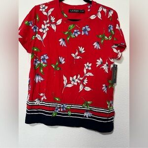 Ralph Lauren Red Floral Blouse